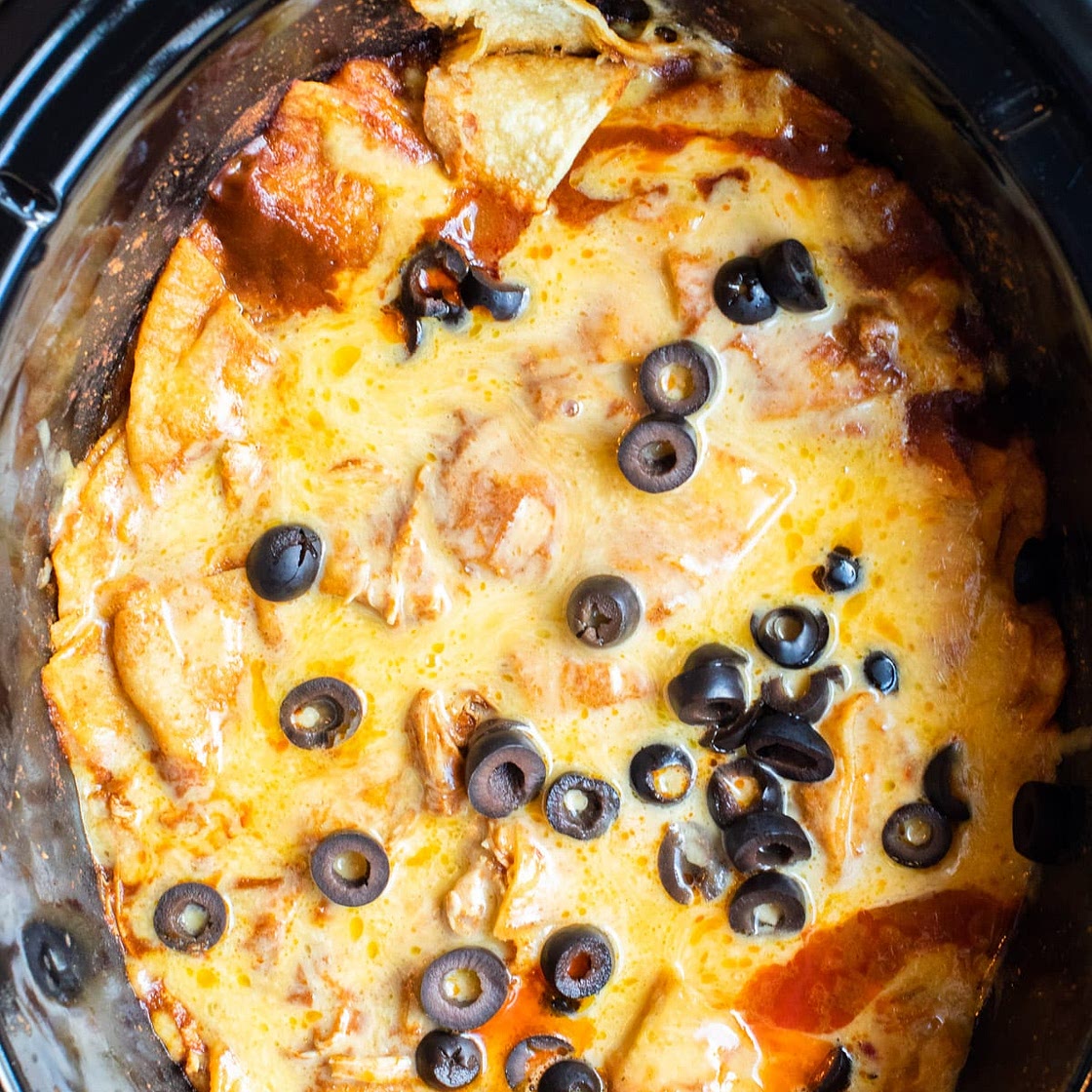 Slow Cooker Chicken Enchilada Casserole