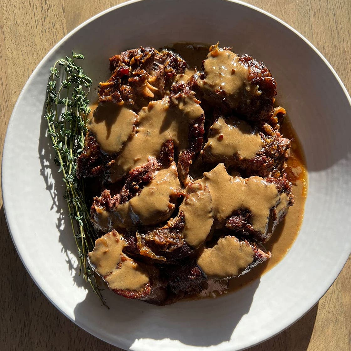 Green Peppercorn Cognac Pot Roast