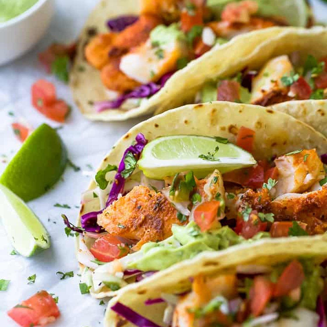 Epic Baja Fish Tacos with Avocado Crema