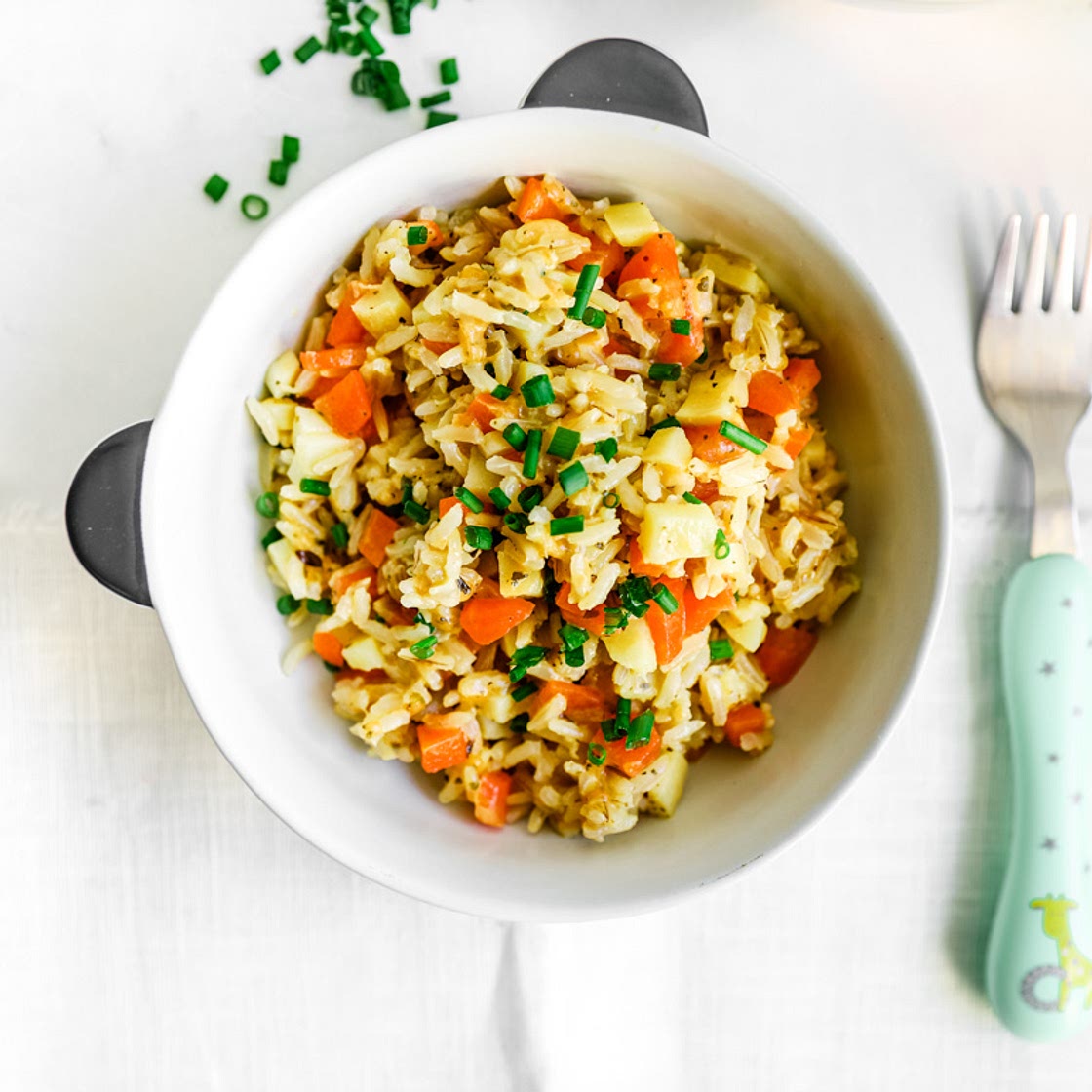 Cheesy Vegetable and Brown Rice Pot for Babies