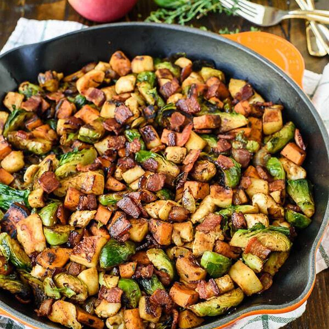 Harvest Chicken Skillet with Sweet Potatoes and Brussels Sprouts