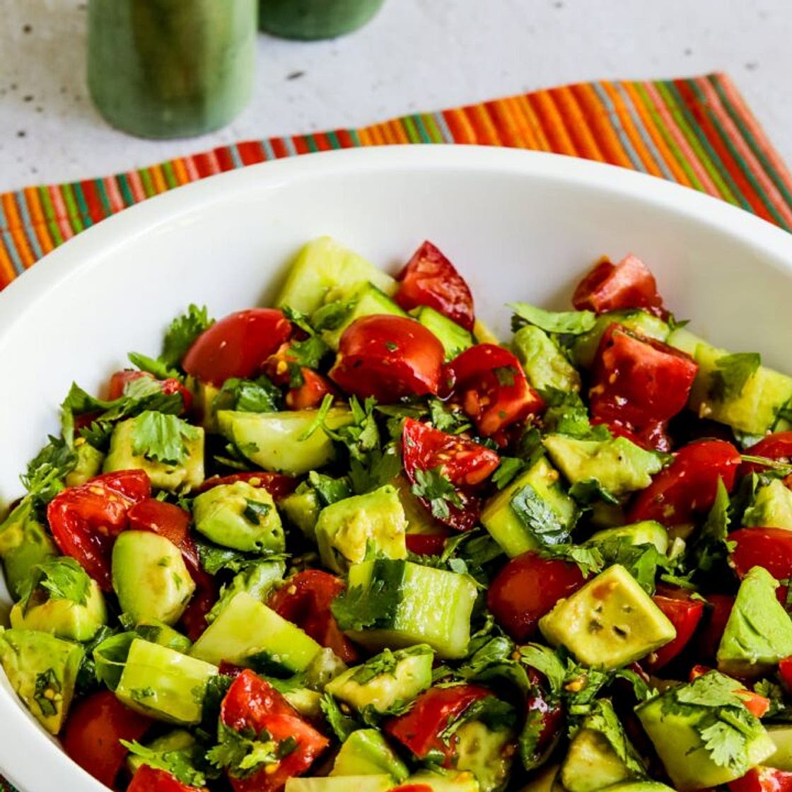 Tomato Salad with Cucumbers, Avocado, and Cilantro