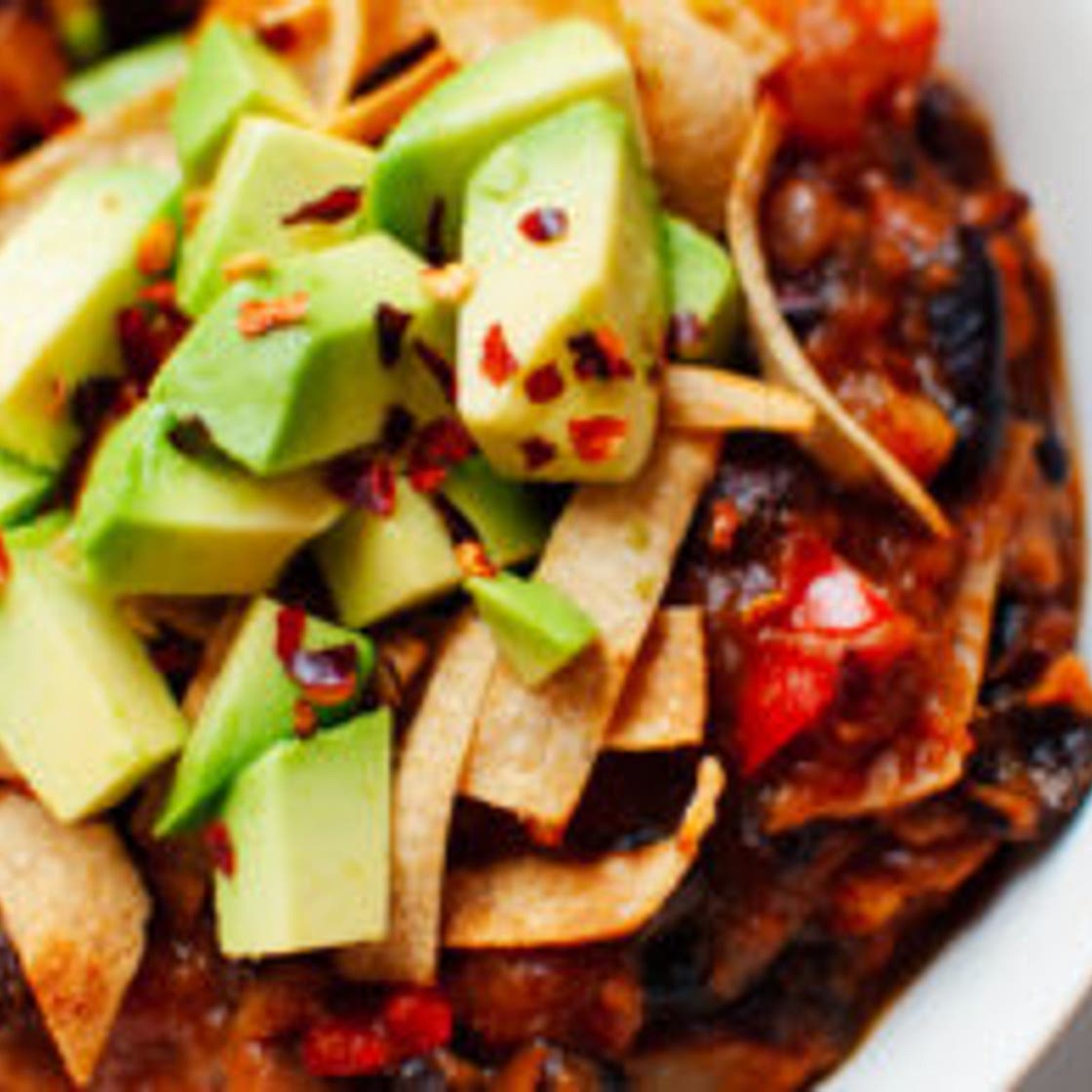 Vegetarian Butternut Squash Chipotle Chili with Avocado