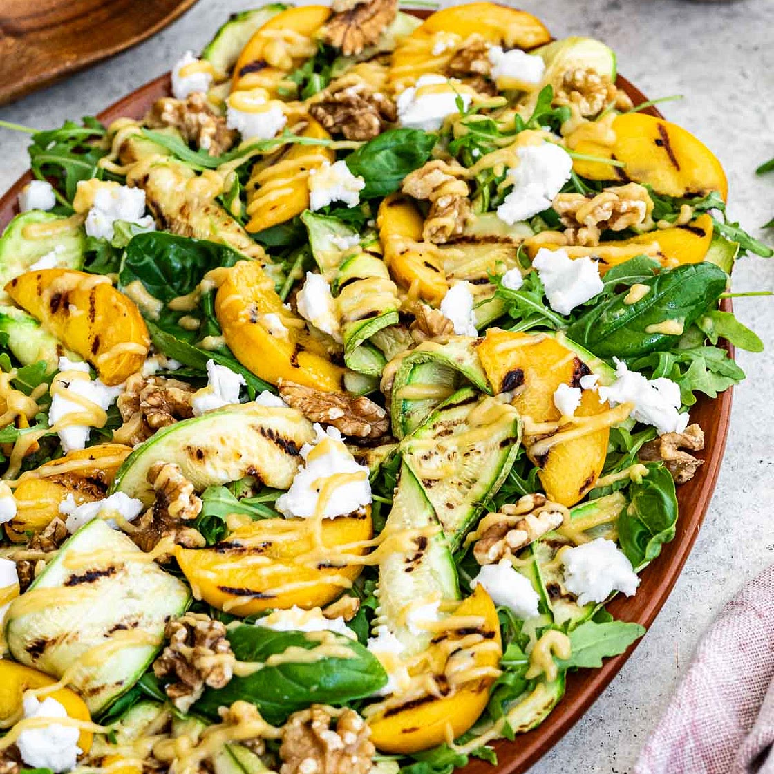 Grilled Zucchini And Peach Salad