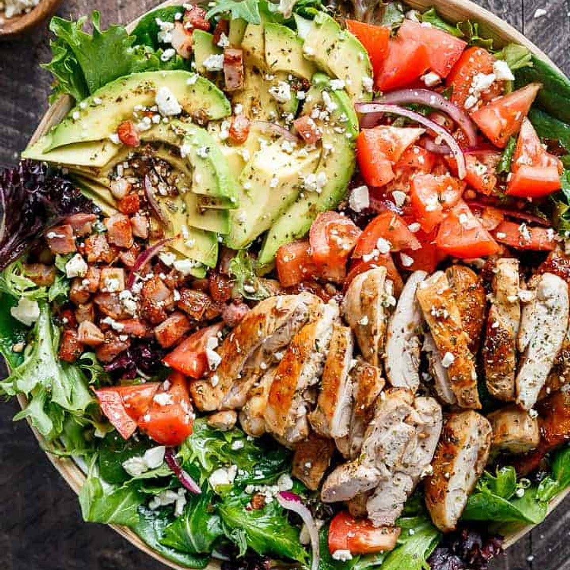BLT Balsamic Chicken Avocado Salad
