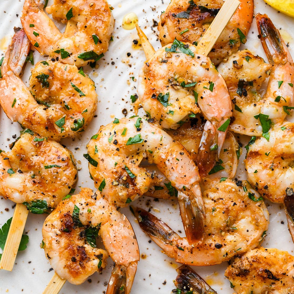 Garlicky Grilled Shrimp Skewers {Whole30 + Paleo + Gluten Free}