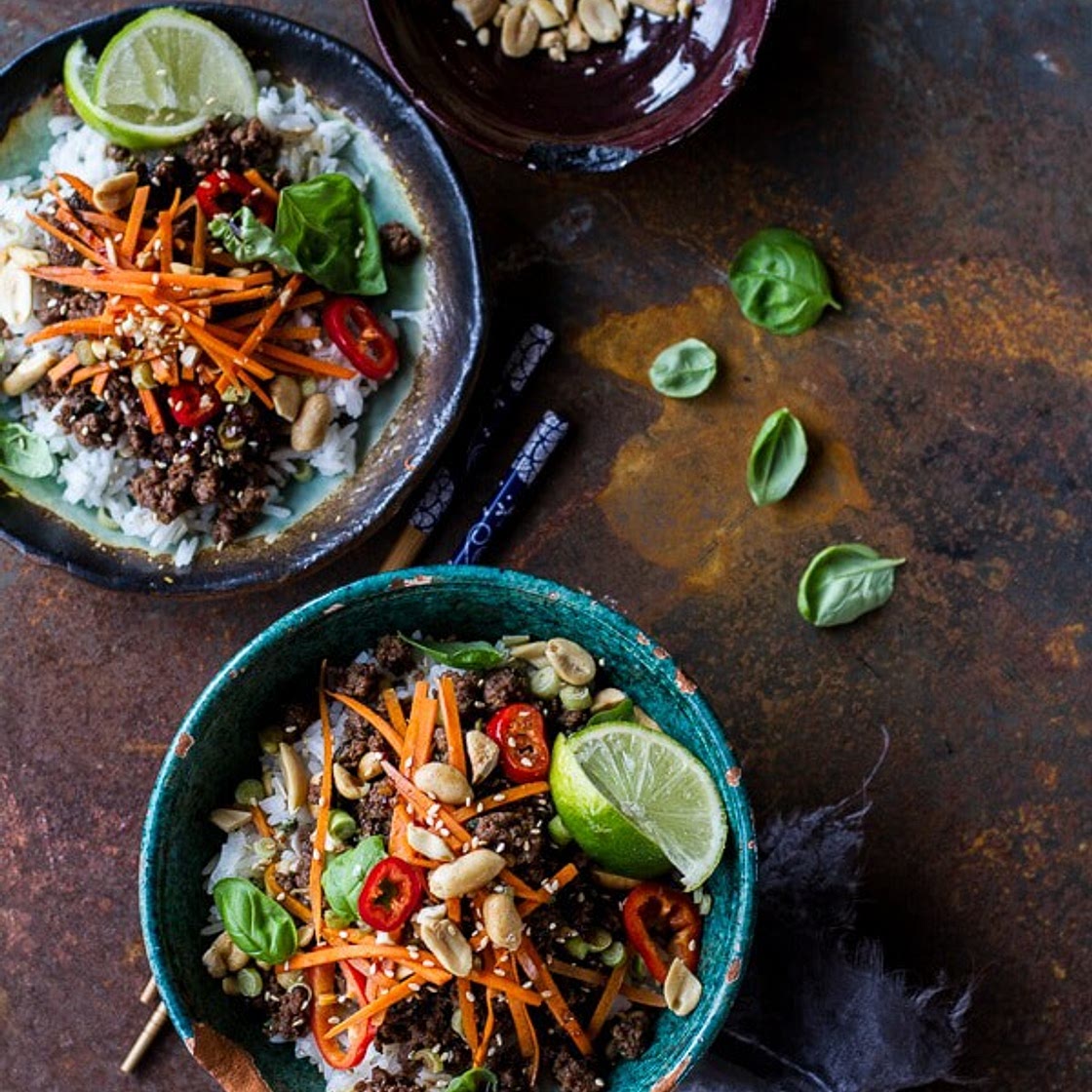 20 Minute Thai Basil Beef and Lemongrass Rice Bowls