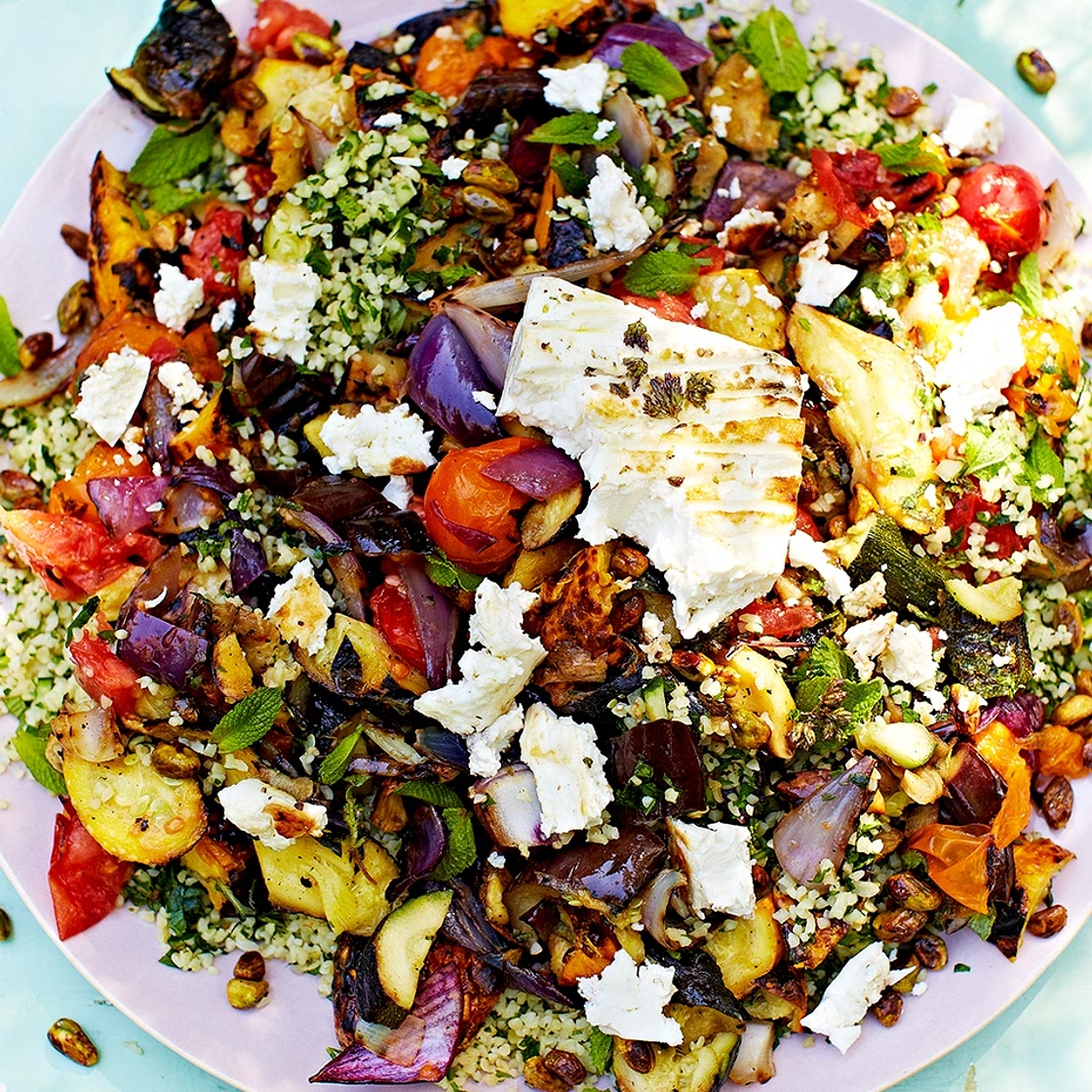 Griddled vegetables & feta with tabbouleh