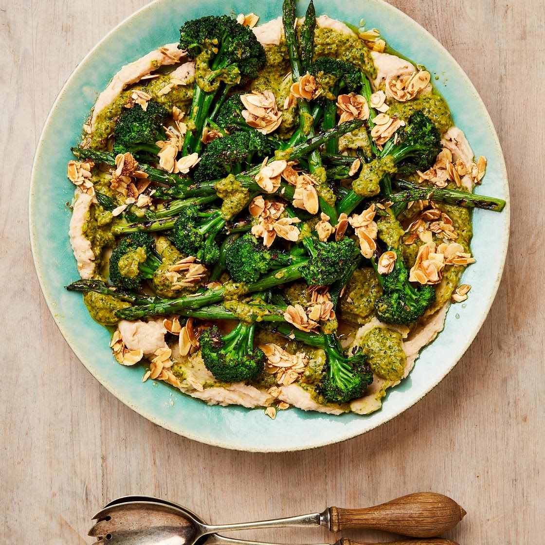 Grilled broccolini and asparagus with salsa