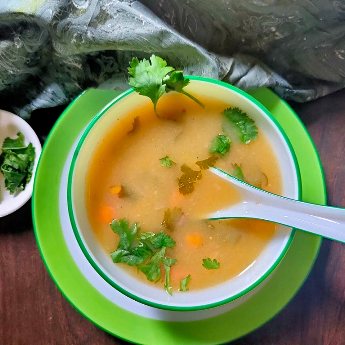 Lemon Coriander Soup Recipe (Healthy, Low Cal, Veg)