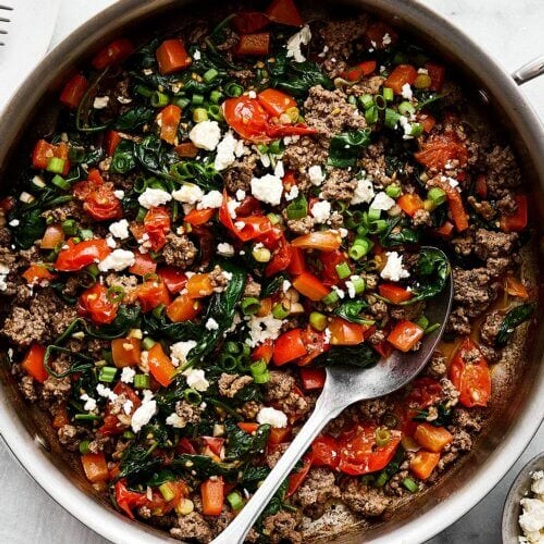 Mediterranean Ground Beef Stir Fry