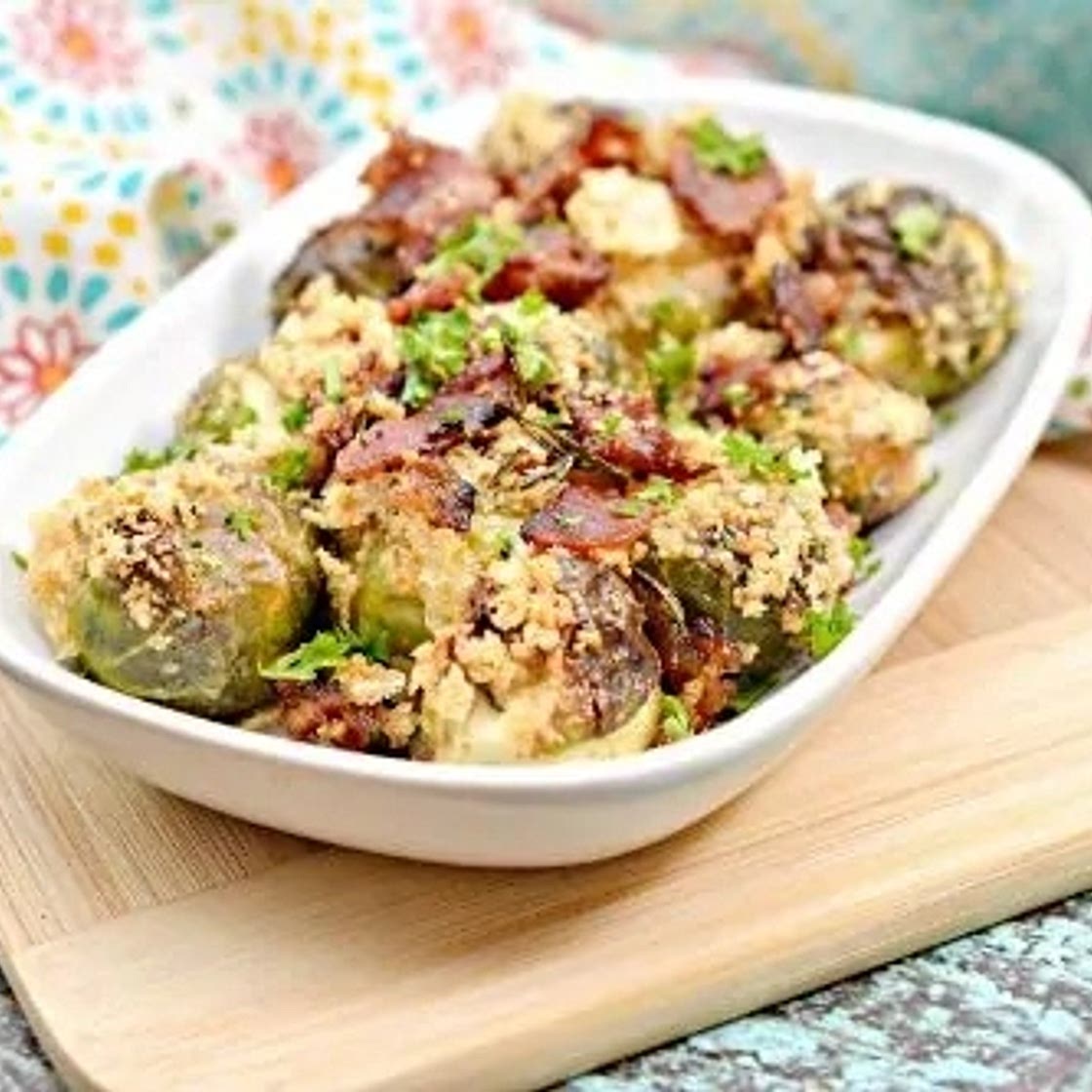 Keto Roasted Bacon Herb Brussels Sprouts