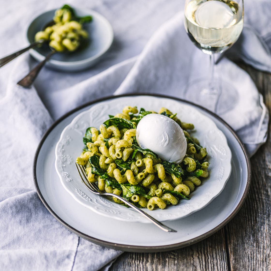 pâtes & sauce verte crémeuse