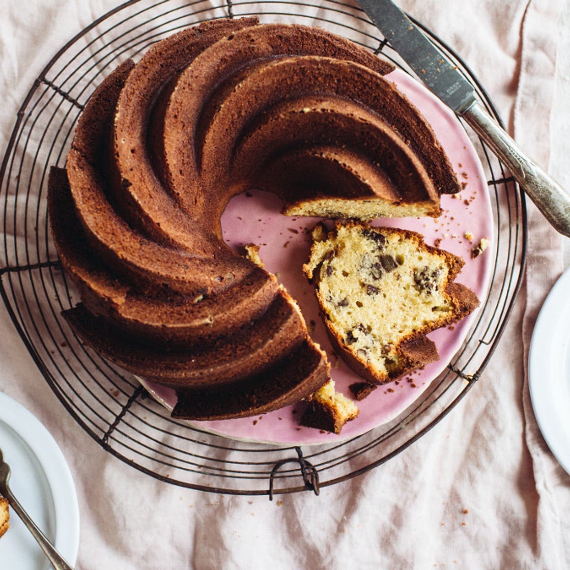 Cream Cheese Bourbon Pecan Pound Cake