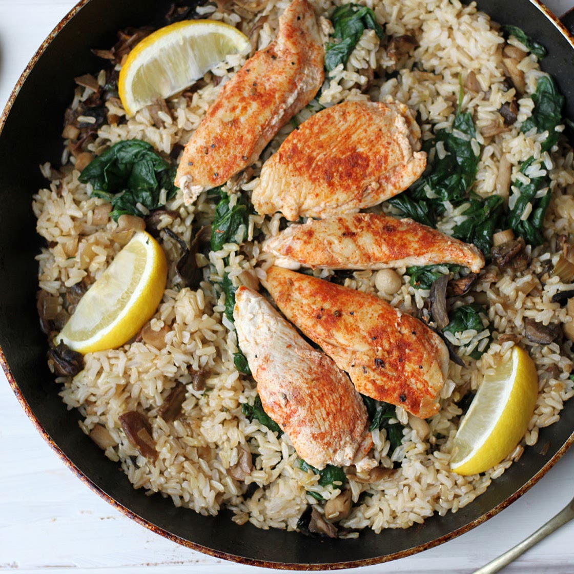 Chicken Tenders With Lemon-Spinach Rice