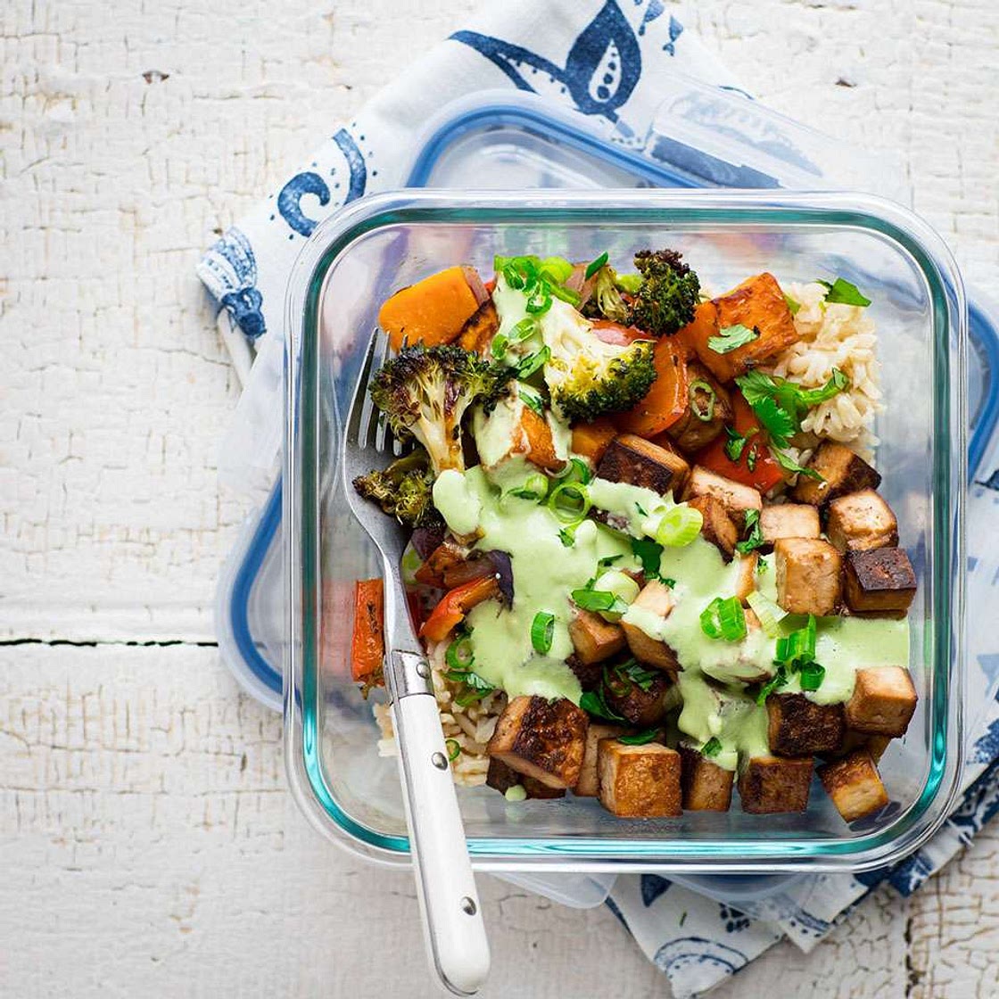 Roasted Veggie & Tofu Brown Rice Bowl