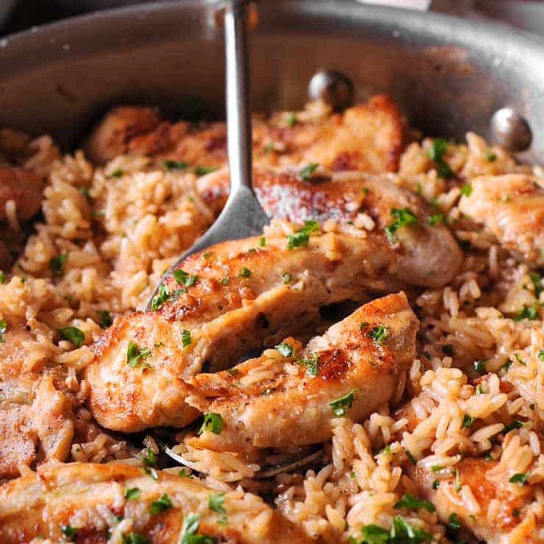 Chicken with Garlic Parmesan Rice