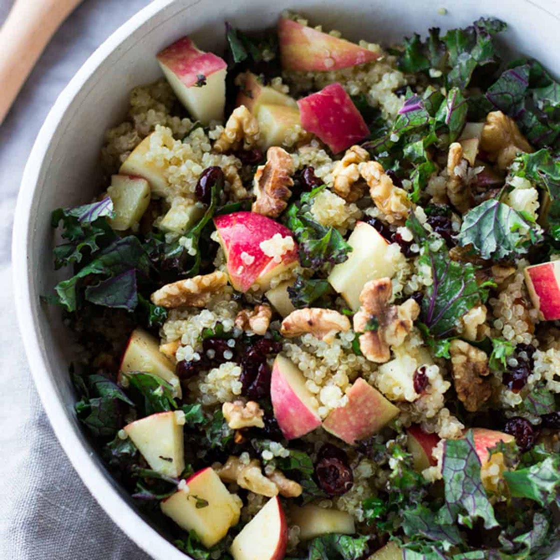 Apple Kale Quinoa Salad + Cider Vinaigrette