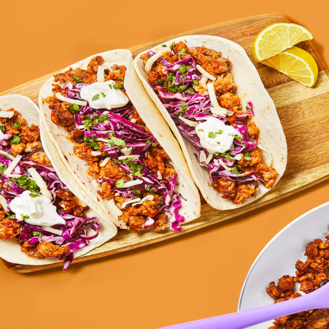 One-Pan Santa Fe Pork Tacos with Monterey Jack & Cilantro Lemon Slaw