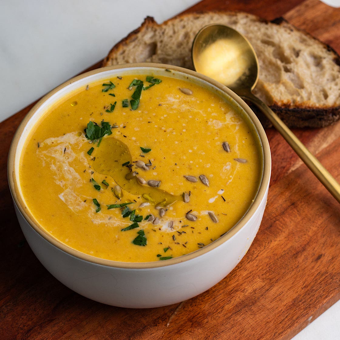 High Protein Butternut Squash Soup with Cottage Cheese
