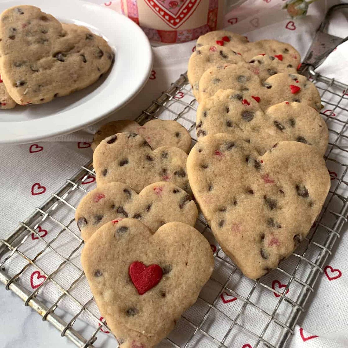 Heart Shaped Chocolate Chip Cookies