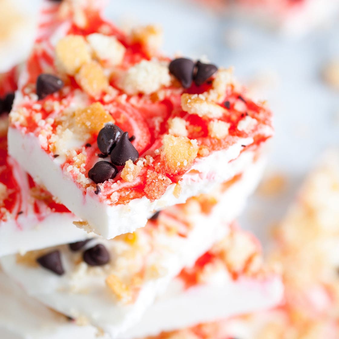 Strawberry Cheesecake Frozen Yogurt Bark