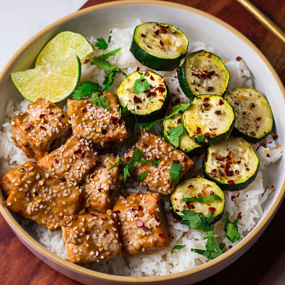 Sesame Salmon Bites with Zucchini