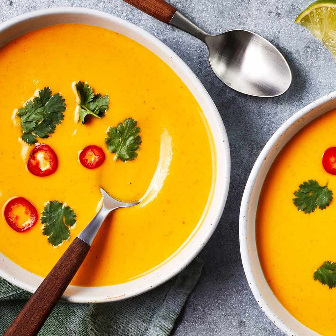 Pumpkin Soup with Thai Red Curry Paste and Lemongrass