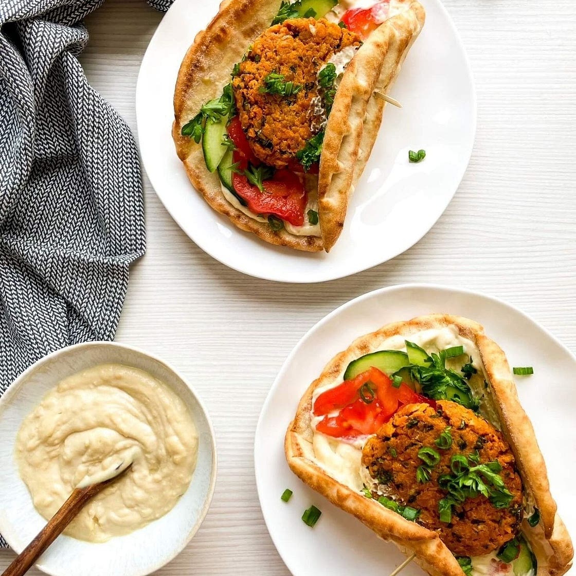 Mediterranean Falafel Pita Burgers