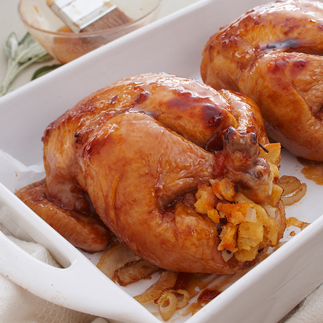 Apricot Stuffed Cornish Game Hens