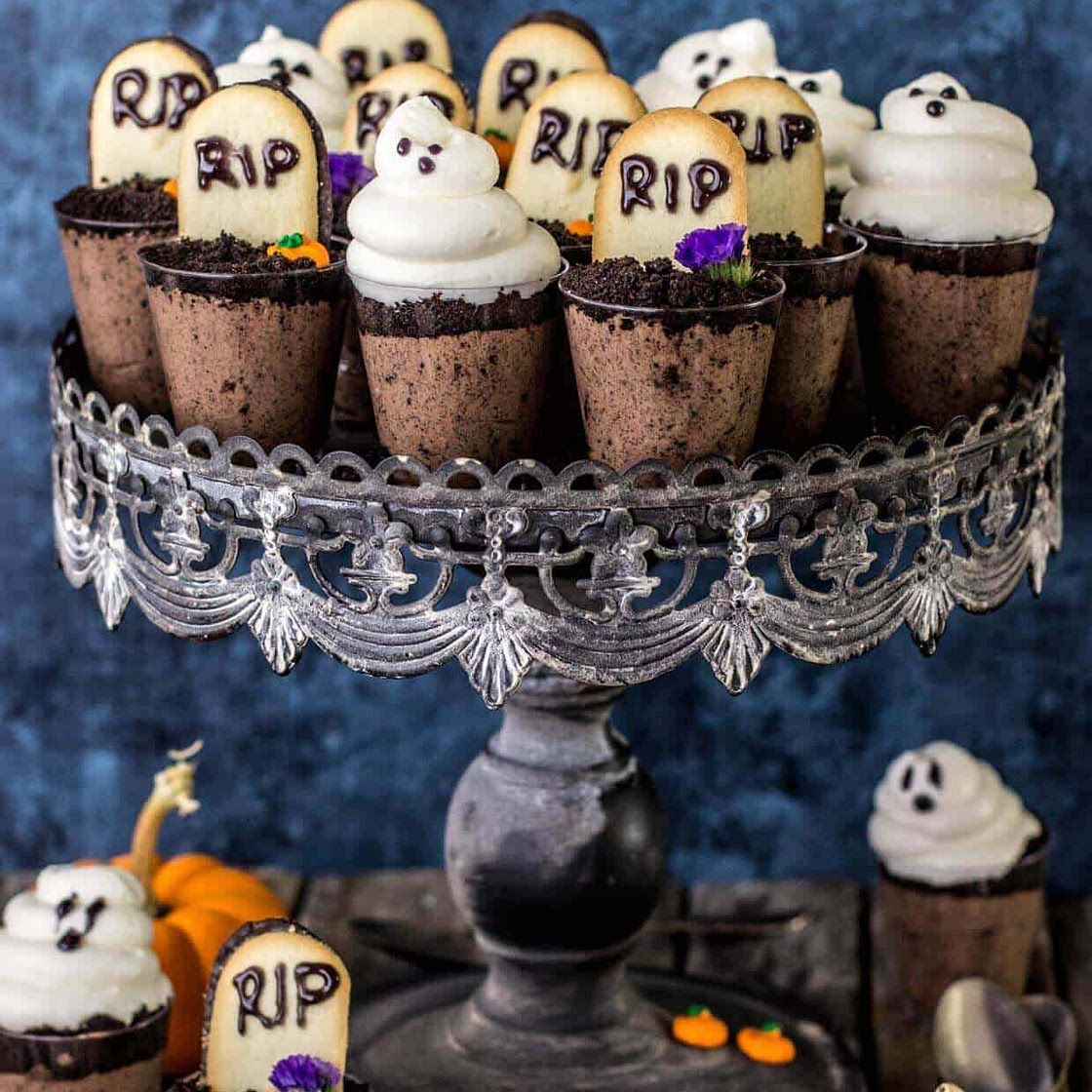 Ghosts in the Graveyard Halloween Dessert Shooters