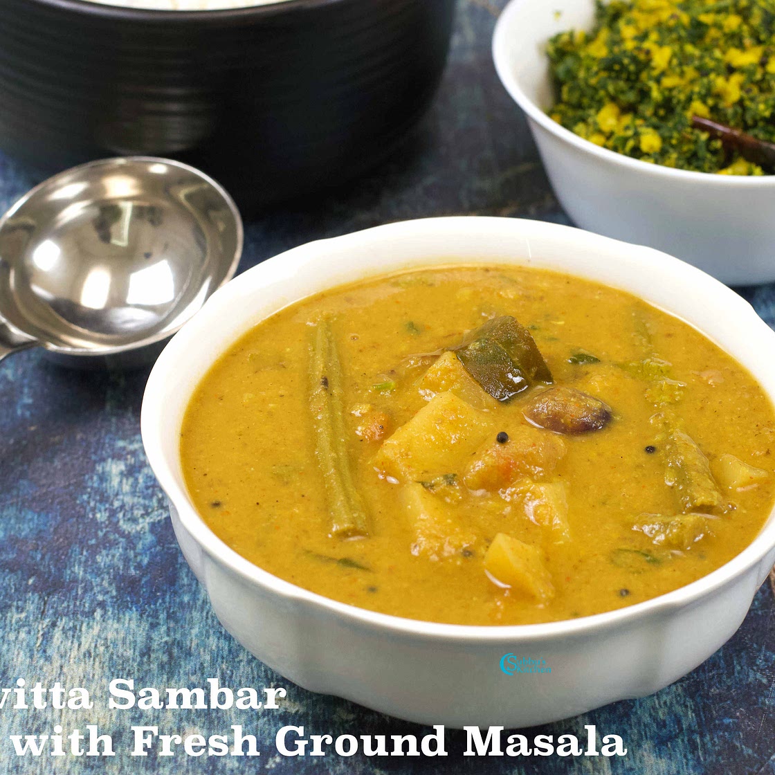 Arachuvitta Sambar | Sambar with Fresh Ground Masala