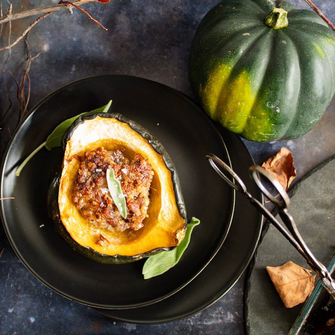 Stuffed Squash with Sausage and Sage
