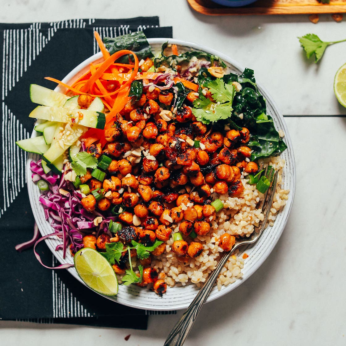 Crispy Miso Chickpea Bowls with Garlic Sesame Dressing