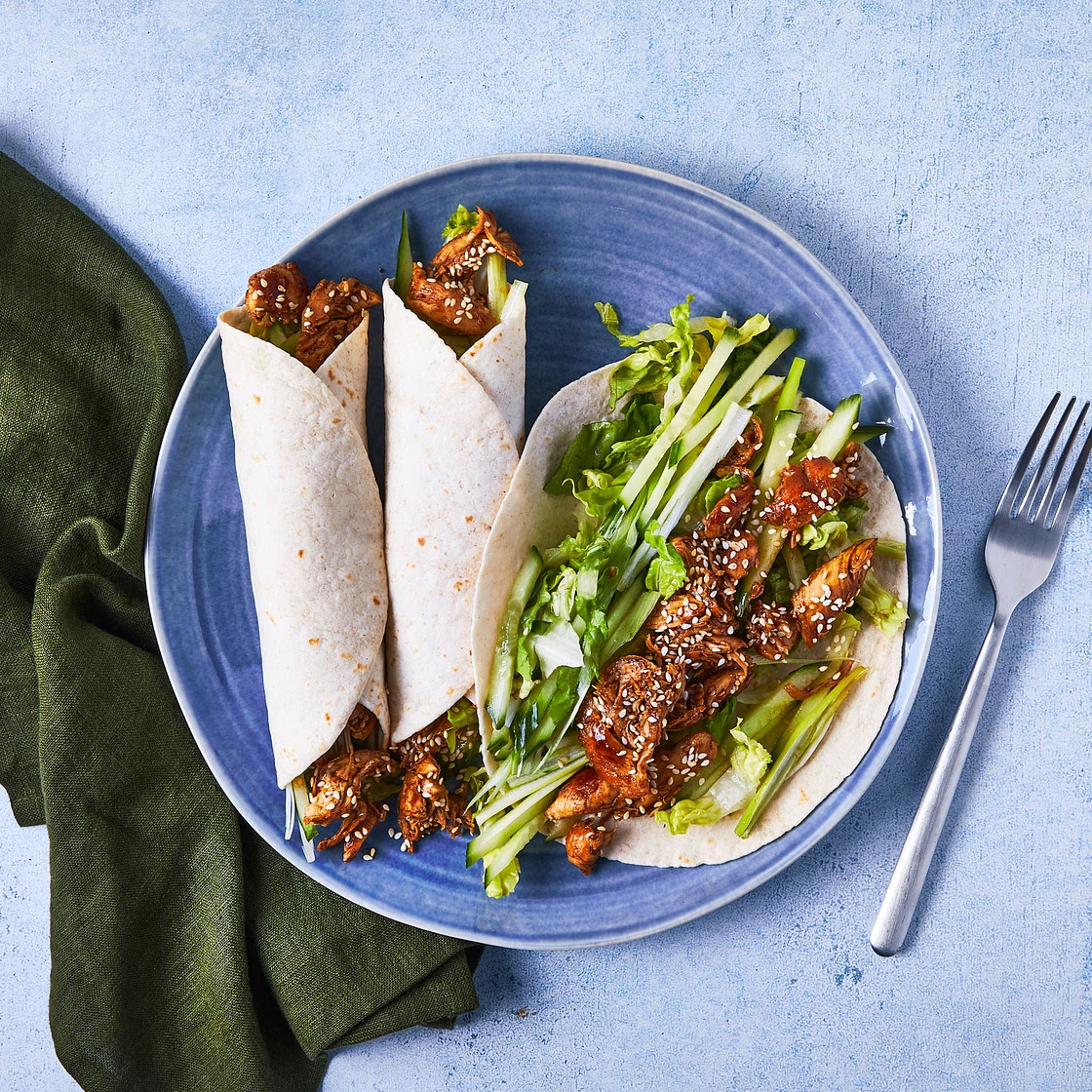 Shredded Hoisin Chicken Wraps
