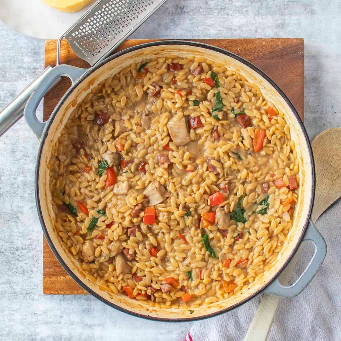 Creamy Chicken And Chorizo Orzo