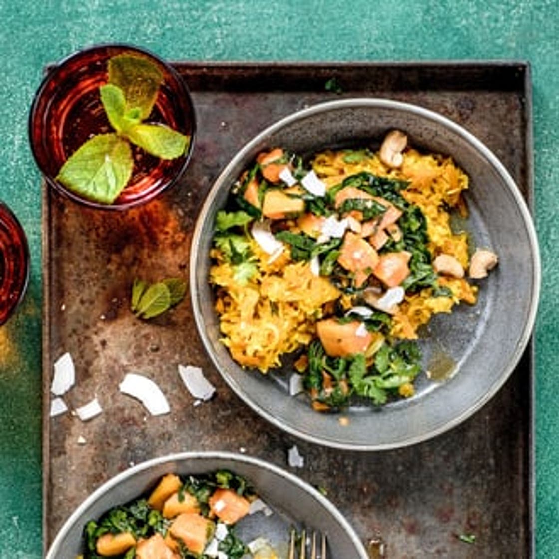 Karotten-Kokos-Curry mit Papayasalat