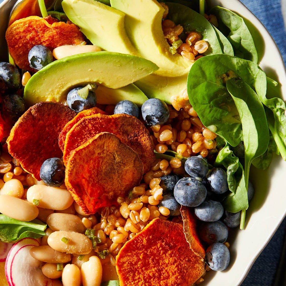 Blueberry Spinach Salad Bowl with Orange Vinaigrette