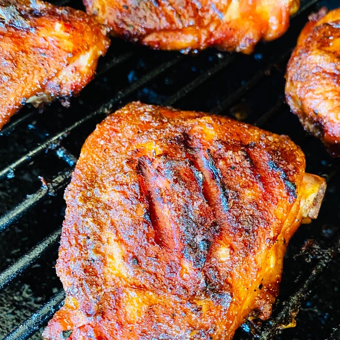 Smoked Beer Brined Chicken Thighs