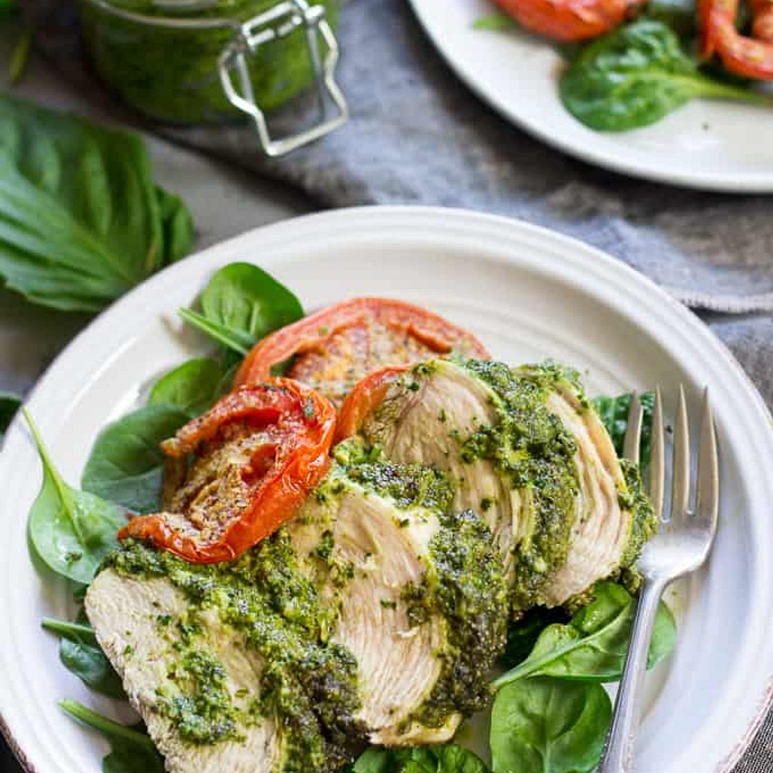 Easy Paleo Pesto Baked Chicken {Whole30}