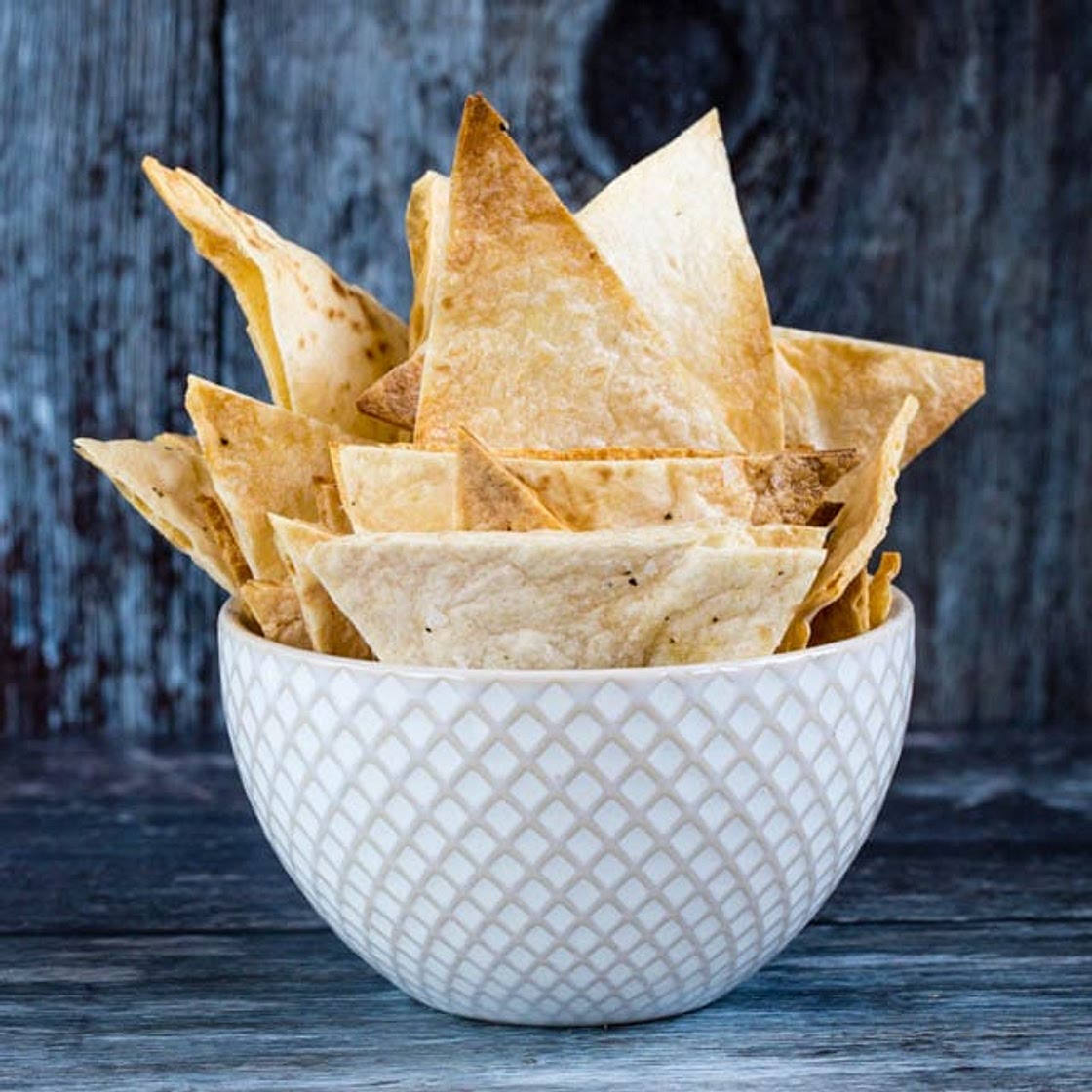 Crispy baked homemade tortilla chips