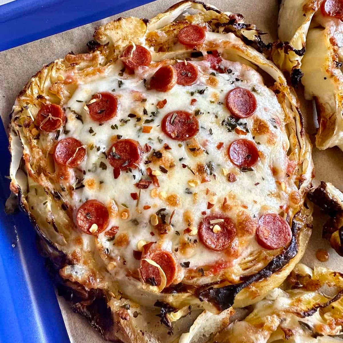 Cheesy Cabbage Steaks (Pizza or Mediterranean Style)
