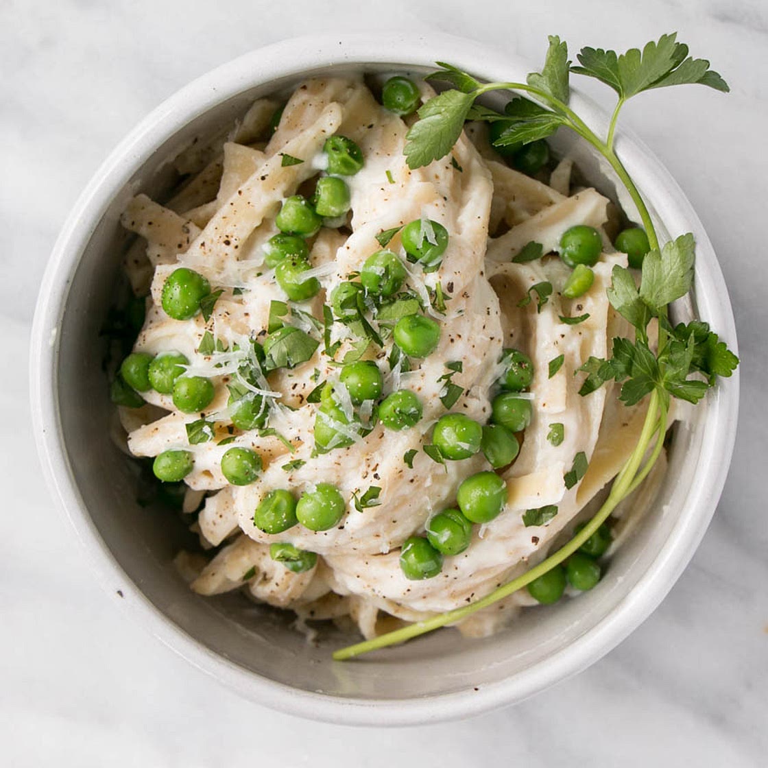 Cauliflower Alfredo with Peas
