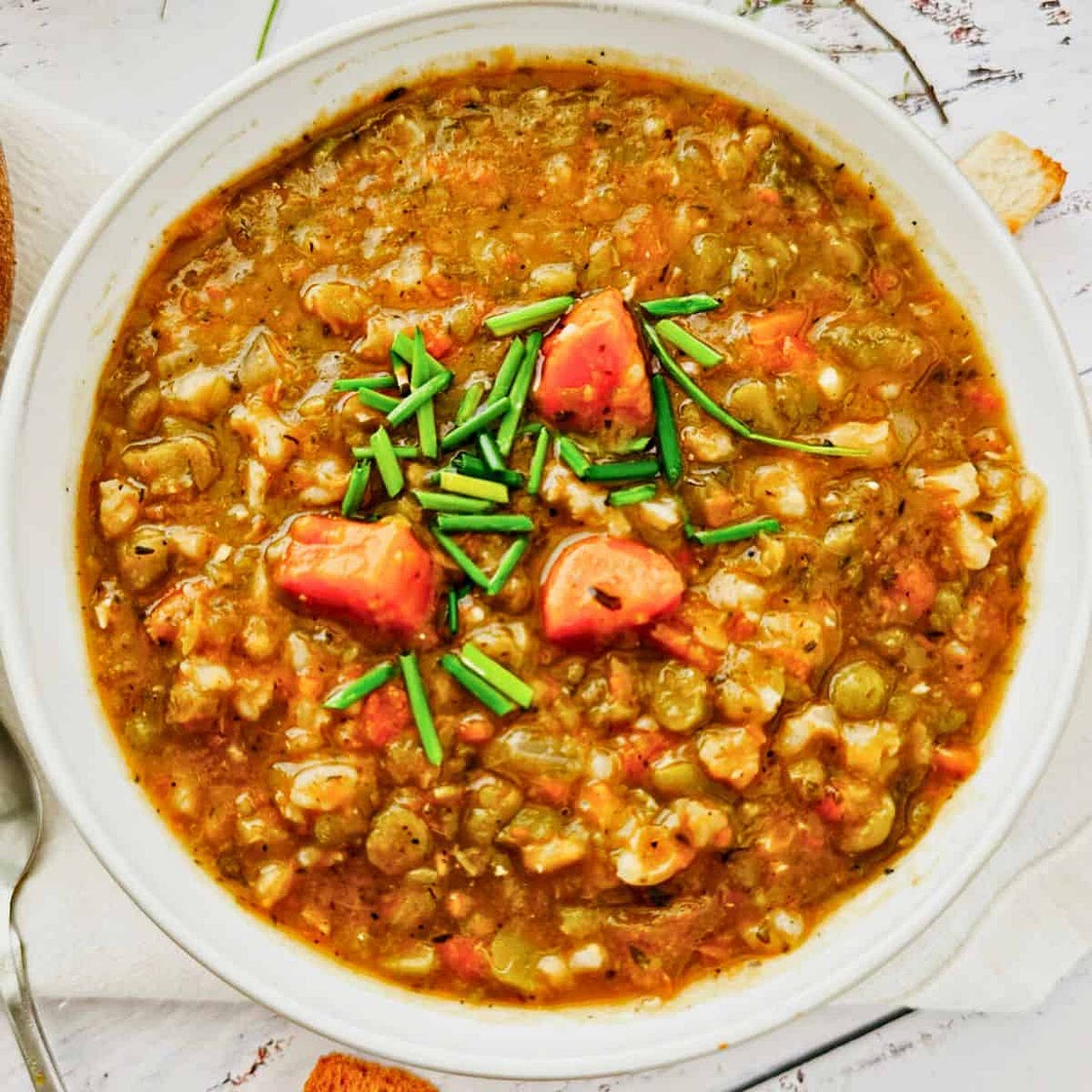 Vegan Split Pea Soup with Barley Butternut Squash