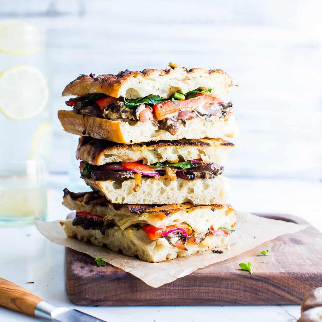 Mushroom and Goat Cheese Veggie Panini Recipe