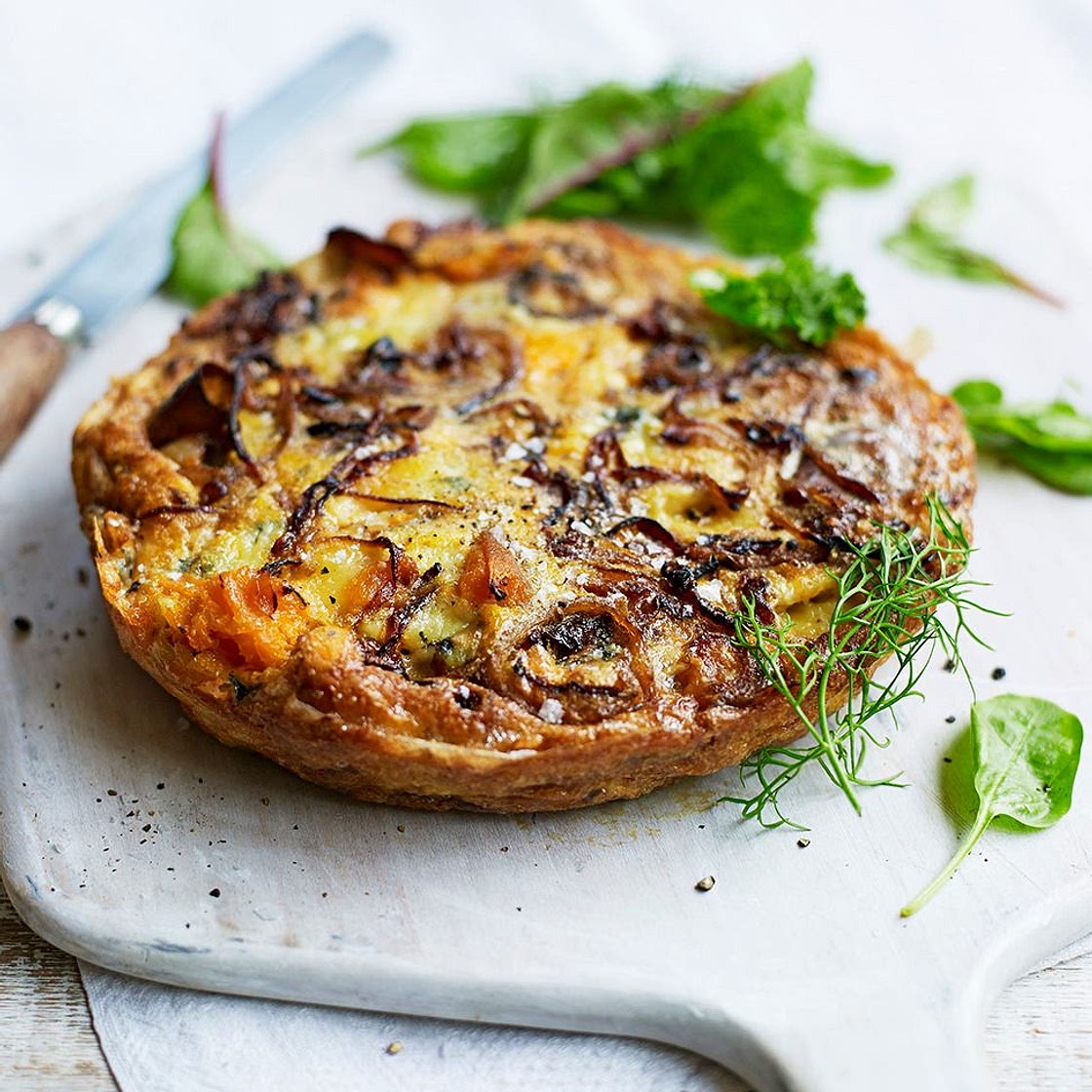 Sweet potato & blue cheese frittata