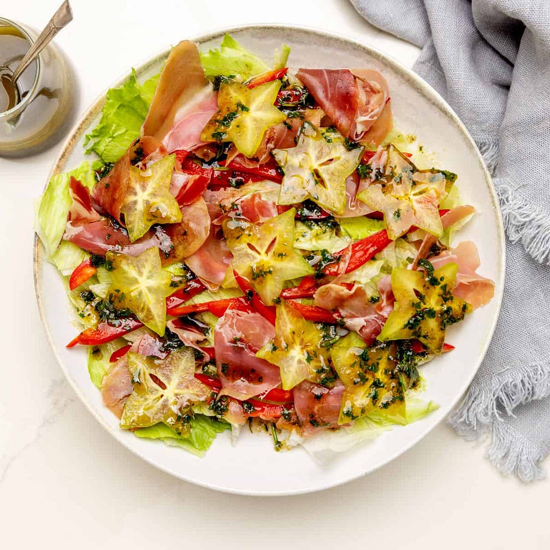 Carambola or Star Fruit Salad and Serrano Ham [Video+Recipe]