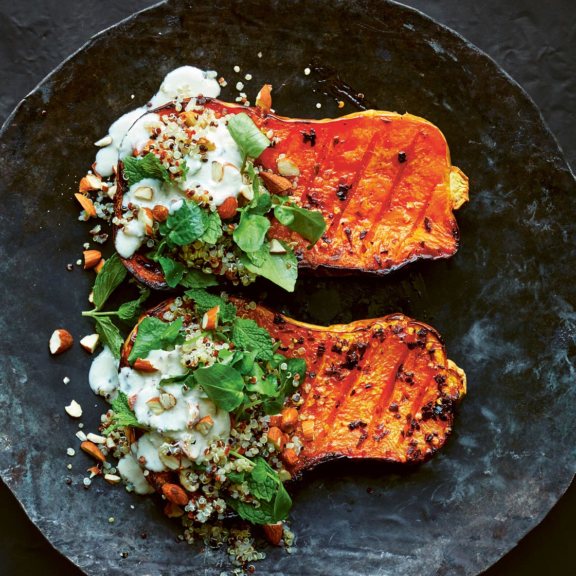 Maple and Chile Roasted Butternut Squash With Quinoa Tabouli