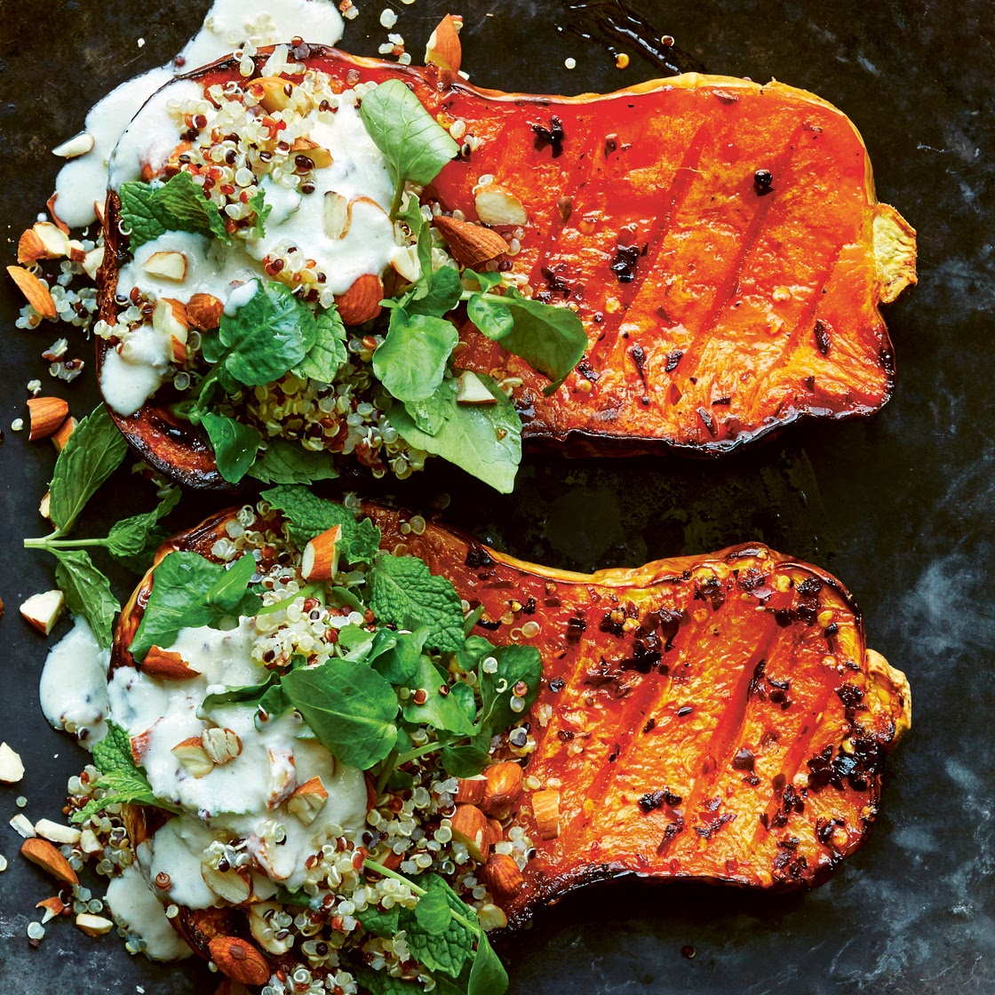 Maple and Chile Roasted Butternut Squash With Quinoa Tabouli