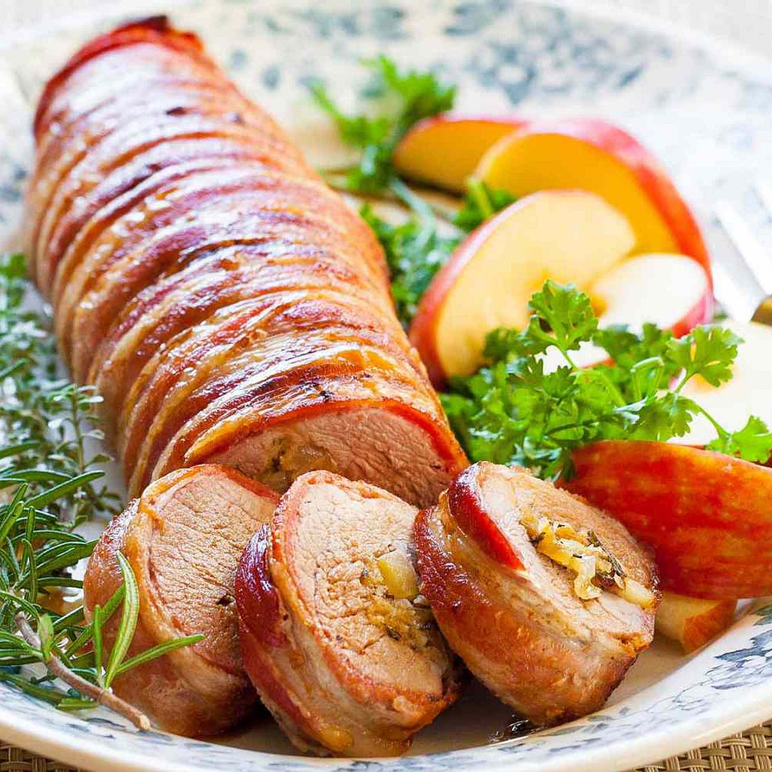 Bacon-Wrapped Stuffed Pork Tenderloin